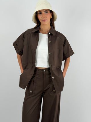 Overshirt Marrone con Bottoni Lumina