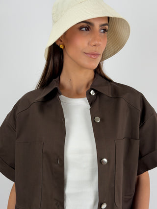 Overshirt Marrone con Bottoni Lumina