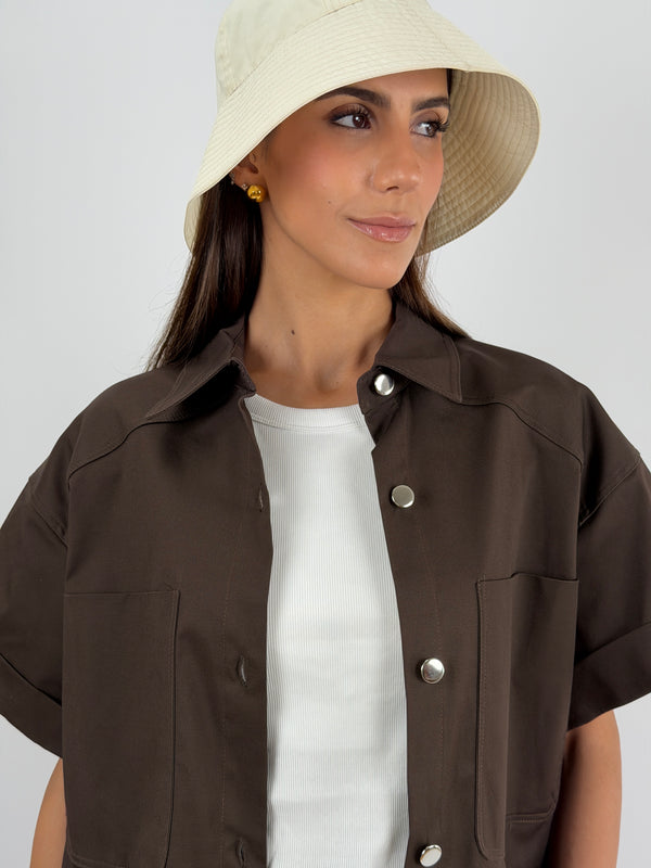 Overshirt Marrone con Bottoni Lumina