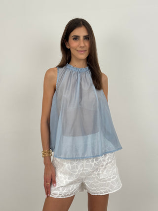 Shorts con Ricamo Bianco