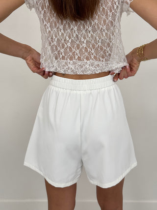Shorts con Lacci Laterali Bianco