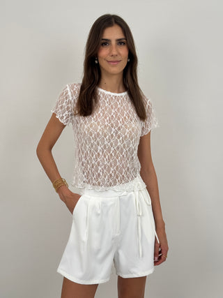 Shorts con Lacci Laterali Bianco