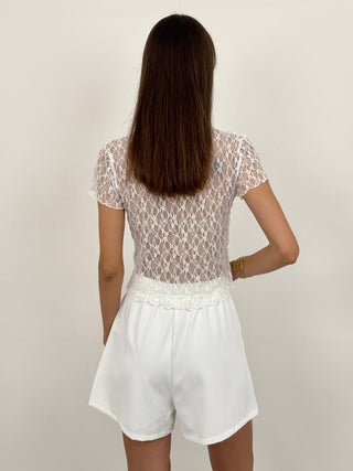 Shorts con Lacci Laterali Bianco
