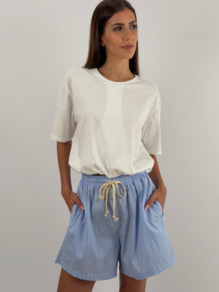 Shorts a Righe Azzurri