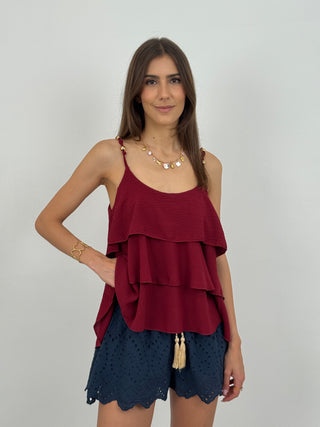 Shorts in Sangallo con Cintura Blu