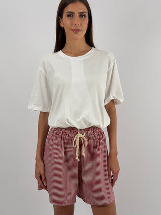 Shorts a Righe Bordeaux