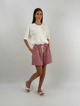 Shorts a Righe Bordeaux