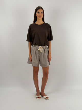 Shorts a Righe Marroni