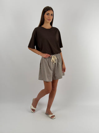 Shorts a Righe Marroni