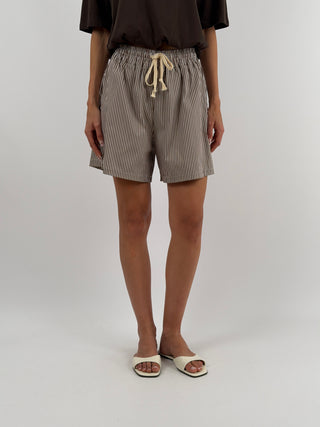 Shorts a Righe Marroni