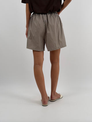 Shorts a Righe Marroni