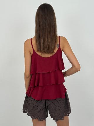 Shorts in Sangallo con Cintura Marrone