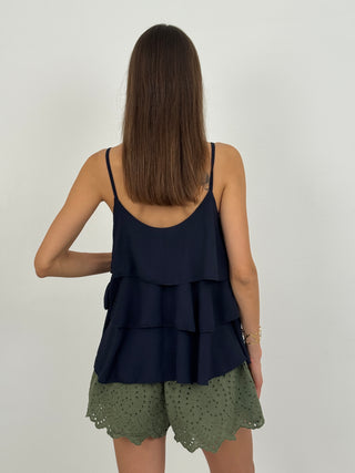 Shorts in Sangallo con Cintura Verde