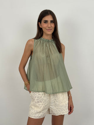 Shorts con Ricamo Crema