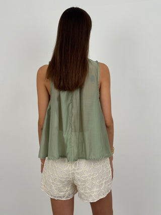 Shorts con Ricamo Crema