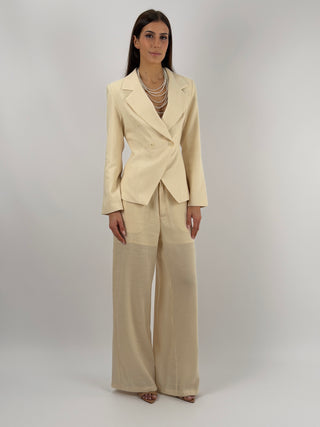 Pantalone Lumina in Misto Lino Crema