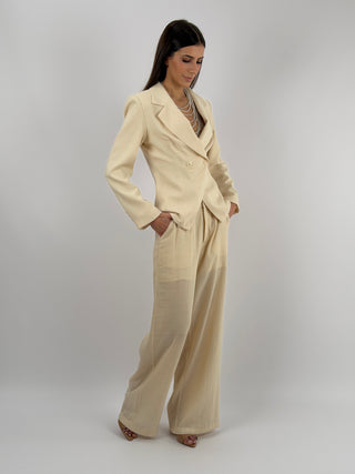 Pantalone Lumina in Misto Lino Crema