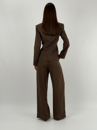 Pantalone Lumina in Misto Lino Marrone