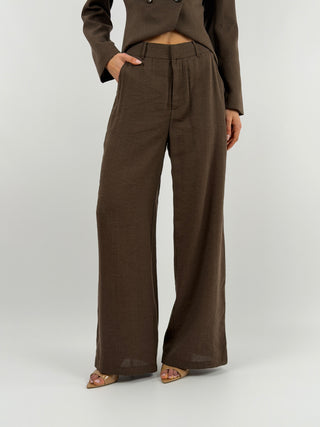 Pantalone Lumina in Misto Lino Marrone