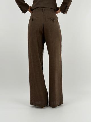 Pantalone Lumina in Misto Lino Marrone