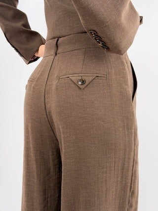 Pantalone Lumina in Misto Lino Marrone