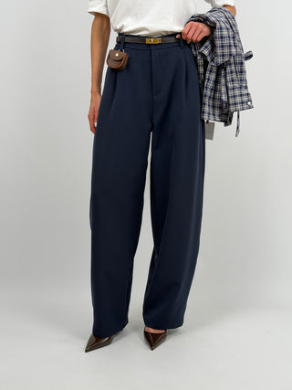 Pantalone Lumina Barrel Blu con Charm