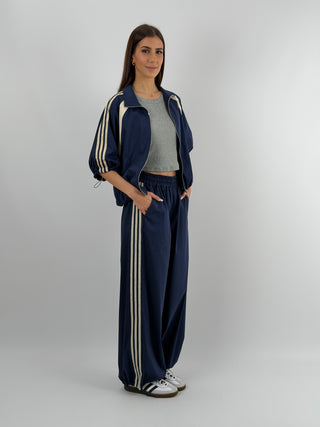 Set Giacca e Pantalone Sportivo Blu con Bande Lumina