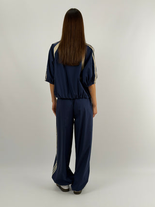 Set Giacca e Pantalone Sportivo Blu con Bande Lumina