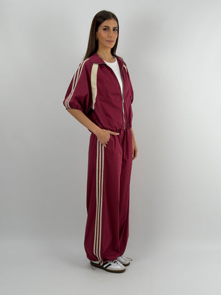 Set Giacca e Pantalone Sportivo Bordeaux con Bande Lumina