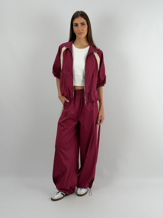 Set Giacca e Pantalone Sportivo Bordeaux con Bande Lumina