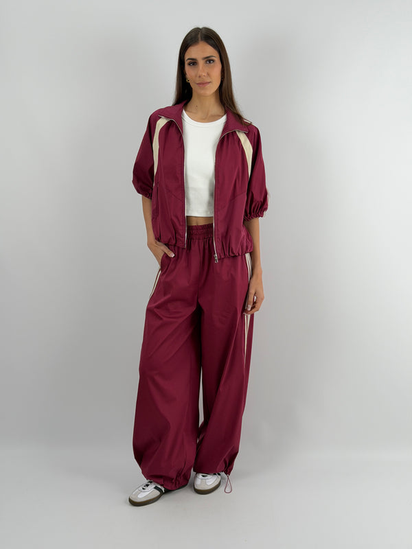 Pantalone Sportivo Bordeaux con Bande Lumina