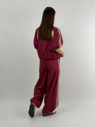 Set Giacca e Pantalone Sportivo Bordeaux con Bande Lumina