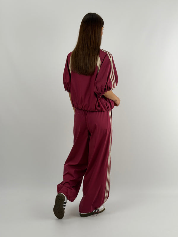 Set Giacca e Pantalone Sportivo Bordeaux con Bande Lumina