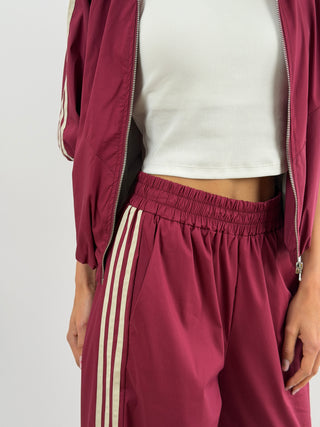 Set Giacca e Pantalone Sportivo Bordeaux con Bande Lumina