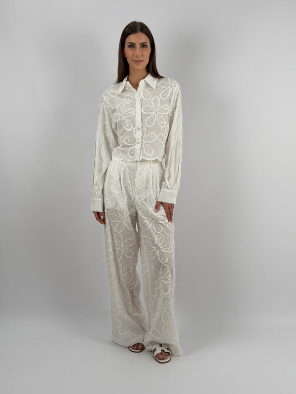 Pantalone in Pizzo Sangallo Bianco Lumina