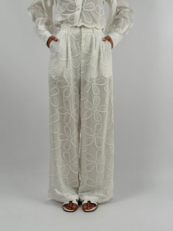 Pantalone in Pizzo Sangallo Bianco Lumina