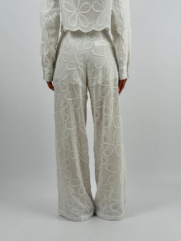 Pantalone in Pizzo Sangallo Bianco Lumina