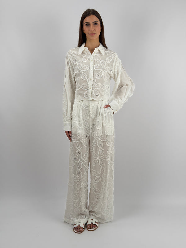 Pantalone in Pizzo Sangallo Bianco Lumina