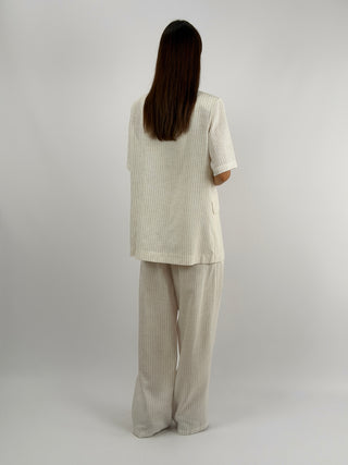Set Coordinato Blazer e Pantalone a Righe Panna Lumina