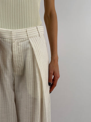 Set Coordinato Blazer e Pantalone a Righe Panna Lumina