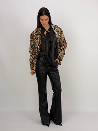 Pantalone Lumina Flare in Eco Pelle Nero