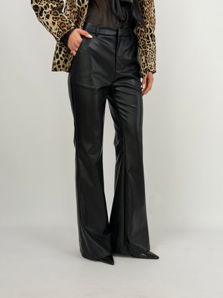 Pantalone Lumina Flare in Eco Pelle Nero