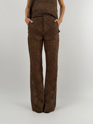 Pantalone in Pizzo Marrone Lumina