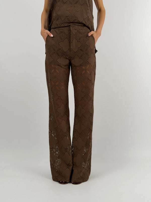 Pantalone in Pizzo Marrone Lumina