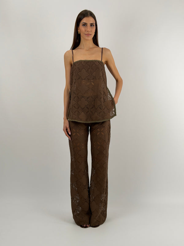 Pantalone in Pizzo Marrone Lumina
