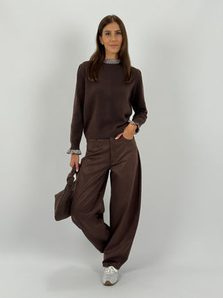 Pantalone Lumina Balloon in Suede Marrone