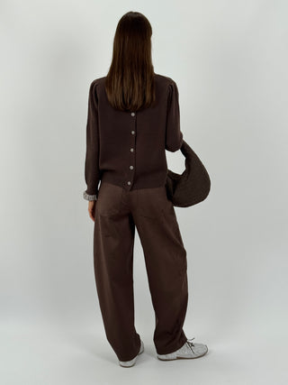 Pantalone Lumina Balloon in Suede Marrone