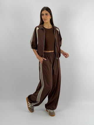 Pantalone Sportivo Marrone con Bande Lumina