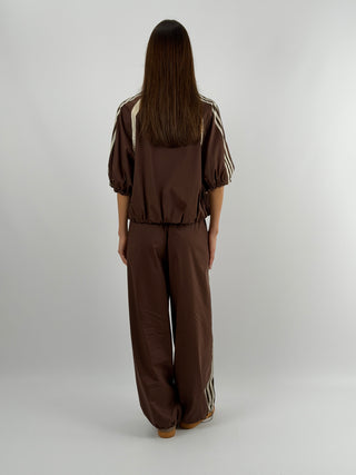 Set Giacca e Pantalone Sportivo Marrone con Bande Lumina