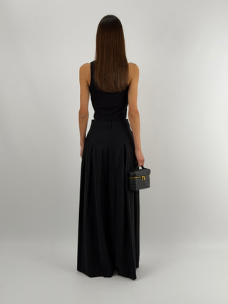 Pantalone Wide Leg con Pinces Nero Lumina